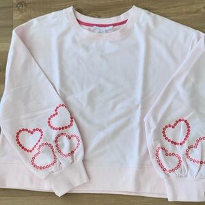 Womens Pink Heart Sleeve Sweatshirt